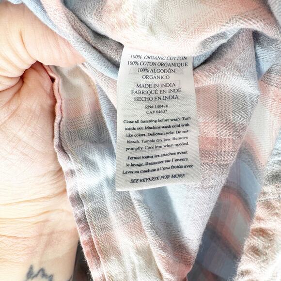 Faherty Artisan Twill Western Shirt Collared Pink Blue Plaid Pearlized Buttons M - Picture 9 of 13